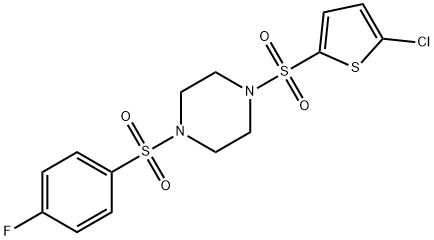 1-(5-chlorothiophen-2-yl)sulfonyl-4-(4-fluorophenyl)sulfonylpiperazine 结构式