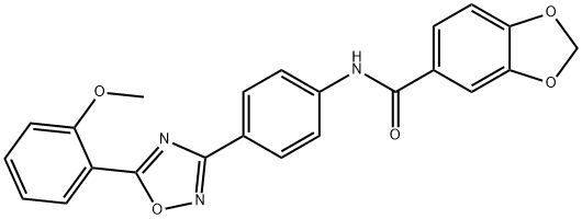 N-[4-[5-(2-methoxyphenyl)-1,2,4-oxadiazol-3-yl]phenyl]-1,3-benzodioxole-5-carboxamide 结构式