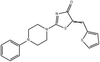 (5Z)-2-(4-phenylpiperazin-1-yl)-5-(thiophen-2-ylmethylidene)-1,3-thiazol-4-one 结构式