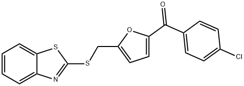 [5-(1,3-benzothiazol-2-ylsulfanylmethyl)furan-2-yl]-(4-chlorophenyl)methanone 结构式