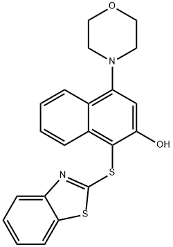 1-(1,3-benzothiazol-2-ylsulfanyl)-4-morpholin-4-ylnaphthalen-2-ol 结构式