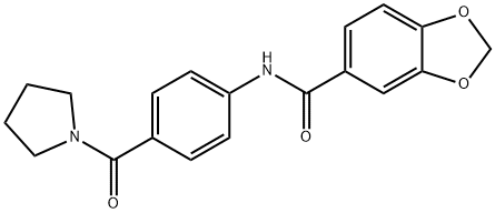 N-[4-(pyrrolidine-1-carbonyl)phenyl]-1,3-benzodioxole-5-carboxamide 结构式