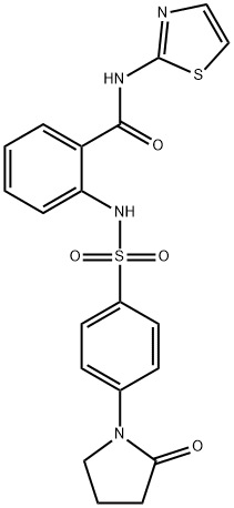 2-[[4-(2-oxopyrrolidin-1-yl)phenyl]sulfonylamino]-N-(1,3-thiazol-2-yl)benzamide 结构式