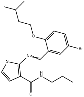 2-[(E)-[5-bromo-2-(3-methylbutoxy)phenyl]methylideneamino]-N-propylthiophene-3-carboxamide 结构式