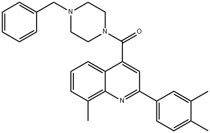 (4-benzylpiperazin-1-yl)-[2-(3,4-dimethylphenyl)-8-methylquinolin-4-yl]methanone 结构式