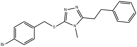 3-[(4-bromophenyl)methylsulfanyl]-4-methyl-5-(2-phenylethyl)-1,2,4-triazole 结构式