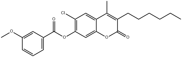 (6-chloro-3-hexyl-4-methyl-2-oxochromen-7-yl) 3-methoxybenzoate 结构式