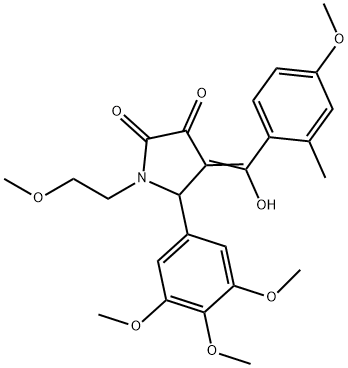 (4E)-4-[hydroxy-(4-methoxy-2-methylphenyl)methylidene]-1-(2-methoxyethyl)-5-(3,4,5-trimethoxyphenyl)pyrrolidine-2,3-dione 结构式