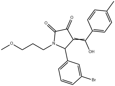 (4E)-5-(3-bromophenyl)-4-[hydroxy-(4-methylphenyl)methylidene]-1-(3-methoxypropyl)pyrrolidine-2,3-dione 结构式
