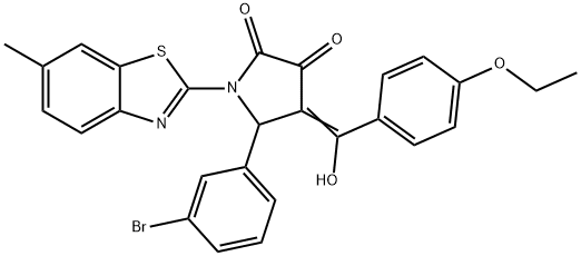 (4E)-5-(3-bromophenyl)-4-[(4-ethoxyphenyl)-hydroxymethylidene]-1-(6-methyl-1,3-benzothiazol-2-yl)pyrrolidine-2,3-dione 结构式