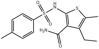 4-ethyl-5-methyl-2-[(4-methylphenyl)sulfonylamino]thiophene-3-carboxamide 结构式