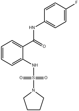 N-(4-fluorophenyl)-2-(pyrrolidin-1-ylsulfonylamino)benzamide 结构式