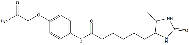 N-[4-(2-amino-2-oxoethoxy)phenyl]-6-(5-methyl-2-oxoimidazolidin-4-yl)hexanamide 结构式