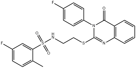 5-fluoro-N-[2-[3-(4-fluorophenyl)-4-oxoquinazolin-2-yl]sulfanylethyl]-2-methylbenzenesulfonamide 结构式