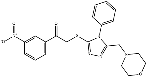 2-[[5-(morpholin-4-ylmethyl)-4-phenyl-1,2,4-triazol-3-yl]sulfanyl]-1-(3-nitrophenyl)ethanone 结构式