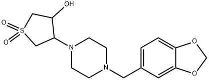 4-[4-(1,3-benzodioxol-5-ylmethyl)piperazin-1-yl]-1,1-dioxothiolan-3-ol 结构式