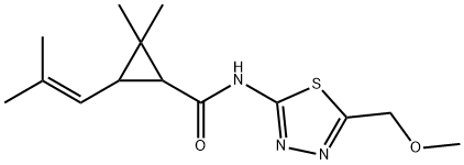 N-[5-(methoxymethyl)-1,3,4-thiadiazol-2-yl]-2,2-dimethyl-3-(2-methylprop-1-enyl)cyclopropane-1-carboxamide 结构式