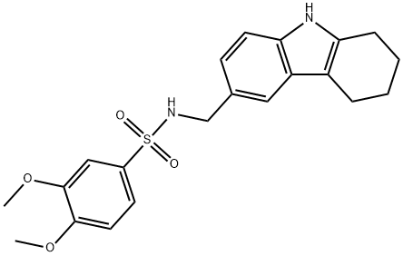 3,4-dimethoxy-N-(6,7,8,9-tetrahydro-5H-carbazol-3-ylmethyl)benzenesulfonamide 结构式