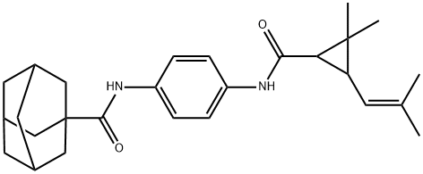 N-[4-[[2,2-dimethyl-3-(2-methylprop-1-enyl)cyclopropanecarbonyl]amino]phenyl]adamantane-1-carboxamide 结构式