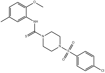 4-(4-chlorophenyl)sulfonyl-N-(2-methoxy-5-methylphenyl)piperazine-1-carbothioamide 结构式