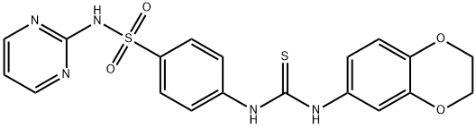 1-(2,3-dihydro-1,4-benzodioxin-6-yl)-3-[4-(pyrimidin-2-ylsulfamoyl)phenyl]thiourea 结构式