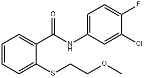 N-(3-chloro-4-fluorophenyl)-2-(2-methoxyethylsulfanyl)benzamide 结构式