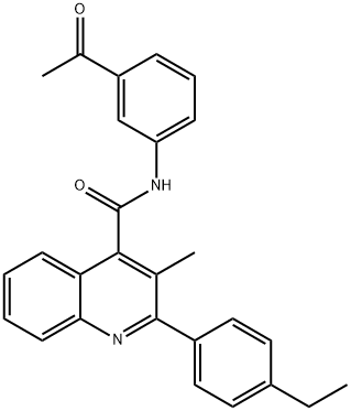 N-(3-acetylphenyl)-2-(4-ethylphenyl)-3-methylquinoline-4-carboxamide 结构式