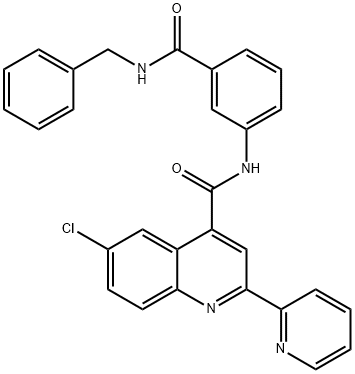 N-[3-(benzylcarbamoyl)phenyl]-6-chloro-2-pyridin-2-ylquinoline-4-carboxamide 结构式