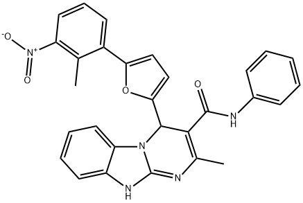 2-methyl-4-[5-(2-methyl-3-nitrophenyl)furan-2-yl]-N-phenyl-1,4-dihydropyrimido[1,2-a]benzimidazole-3-carboxamide 结构式