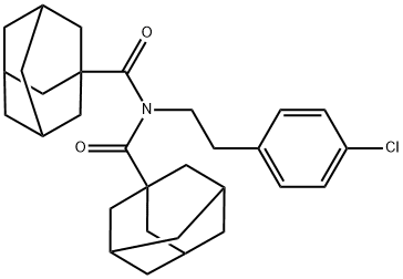 N-(adamantane-1-carbonyl)-N-[2-(4-chlorophenyl)ethyl]adamantane-1-carboxamide 结构式
