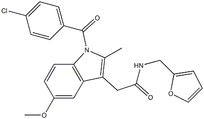 2-[1-(4-chlorobenzoyl)-5-methoxy-2-methylindol-3-yl]-N-(furan-2-ylmethyl)acetamide 结构式