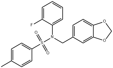 N-(1,3-benzodioxol-5-ylmethyl)-N-(2-fluorophenyl)-4-methylbenzenesulfonamide 结构式