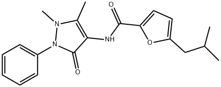 N-(1,5-dimethyl-3-oxo-2-phenylpyrazol-4-yl)-5-(2-methylpropyl)furan-2-carboxamide 结构式