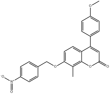 4-(4-methoxyphenyl)-8-methyl-7-[(4-nitrophenyl)methoxy]chromen-2-one 结构式