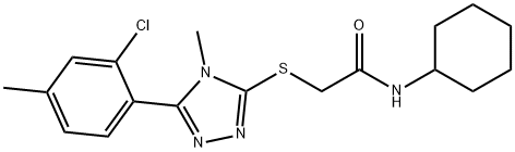 2-[[5-(2-chloro-4-methylphenyl)-4-methyl-1,2,4-triazol-3-yl]sulfanyl]-N-cyclohexylacetamide 结构式
