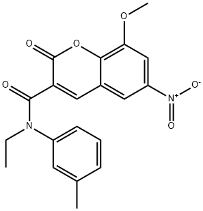 N-ethyl-8-methoxy-N-(3-methylphenyl)-6-nitro-2-oxochromene-3-carboxamide 结构式