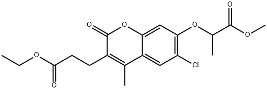 methyl 2-[6-chloro-3-(3-ethoxy-3-oxopropyl)-4-methyl-2-oxochromen-7-yl]oxypropanoate 结构式