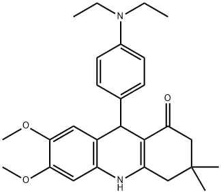 9-[4-(diethylamino)phenyl]-6,7-dimethoxy-3,3-dimethyl-2,4,9,10-tetrahydroacridin-1-one 结构式