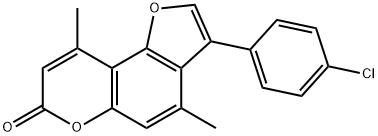 3-(4-chlorophenyl)-4,9-dimethylfuro[2,3-f]chromen-7-one 结构式