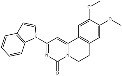 2-indol-1-yl-9,10-dimethoxy-6,7-dihydropyrimido[6,1-a]isoquinolin-4-one 结构式