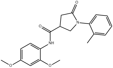 N-(2,4-dimethoxyphenyl)-1-(2-methylphenyl)-5-oxopyrrolidine-3-carboxamide 结构式