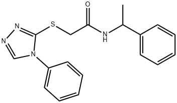 N-(1-phenylethyl)-2-[(4-phenyl-1,2,4-triazol-3-yl)sulfanyl]acetamide 结构式