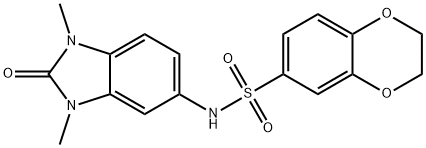 N-(1,3-dimethyl-2-oxobenzimidazol-5-yl)-2,3-dihydro-1,4-benzodioxine-6-sulfonamide 结构式