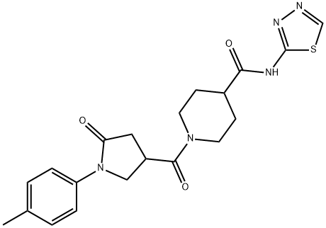 1-[1-(4-methylphenyl)-5-oxopyrrolidine-3-carbonyl]-N-(1,3,4-thiadiazol-2-yl)piperidine-4-carboxamide 结构式