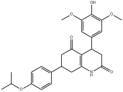 4-(4-hydroxy-3,5-dimethoxyphenyl)-7-(4-propan-2-yloxyphenyl)-1,3,4,6,7,8-hexahydroquinoline-2,5-dione 结构式