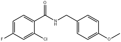 2-chloro-4-fluoro-N-[(4-methoxyphenyl)methyl]benzamide 结构式