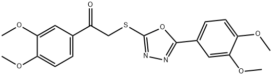 1-(3,4-dimethoxyphenyl)-2-[[5-(3,4-dimethoxyphenyl)-1,3,4-oxadiazol-2-yl]sulfanyl]ethanone 结构式