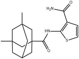 2-[(3,5-dimethyladamantane-1-carbonyl)amino]thiophene-3-carboxamide 结构式