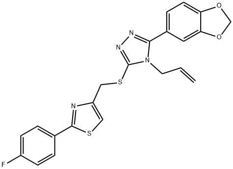 4-[[5-(1,3-benzodioxol-5-yl)-4-prop-2-enyl-1,2,4-triazol-3-yl]sulfanylmethyl]-2-(4-fluorophenyl)-1,3-thiazole 结构式