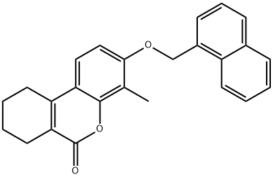 4-methyl-3-(naphthalen-1-ylmethoxy)-7,8,9,10-tetrahydrobenzo[c]chromen-6-one 结构式